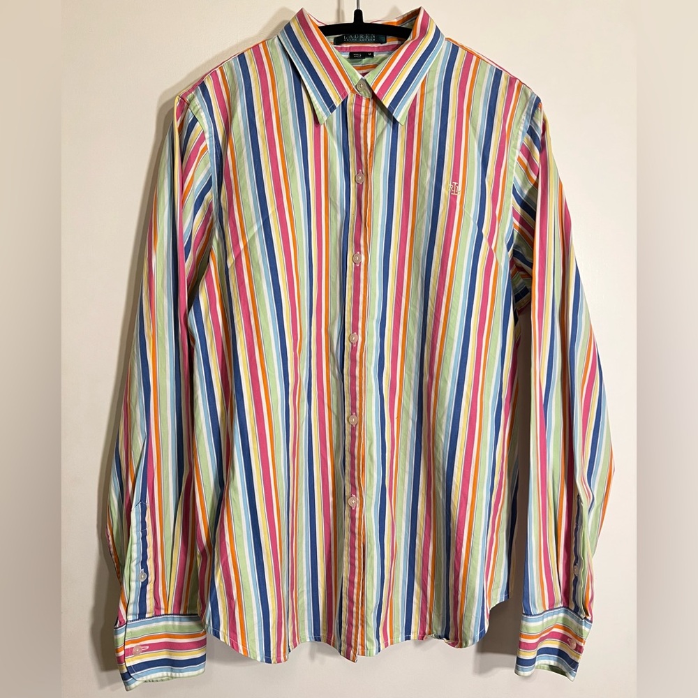 Lauren Ralph Lauren Colorful Striped Long Sleeve Button Up